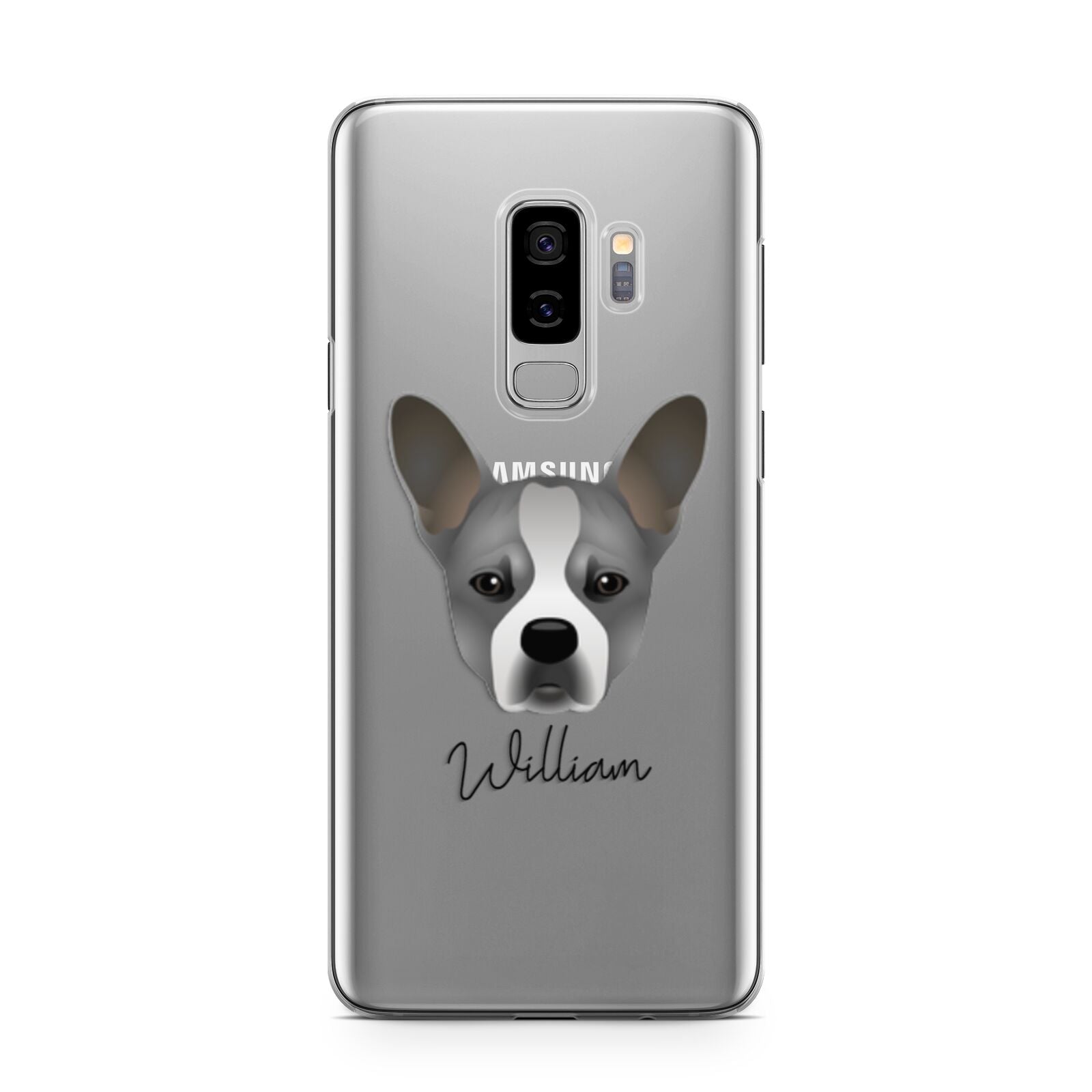 French Bull Jack Personalised Samsung Galaxy S9 Plus Case on Silver phone