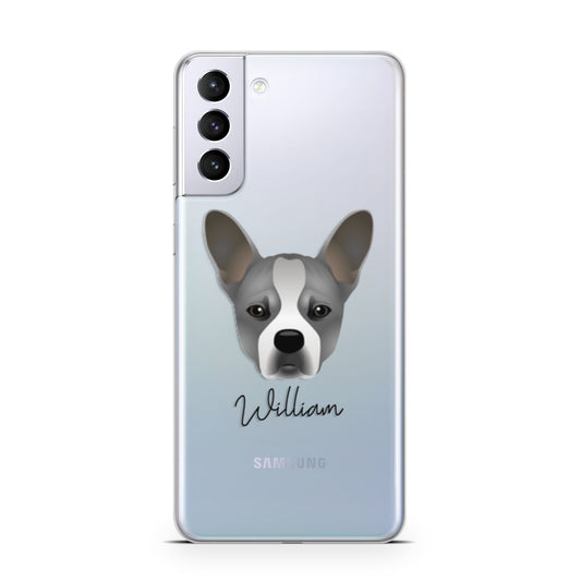 French Bull Jack Personalised Samsung S21 Plus Phone Case