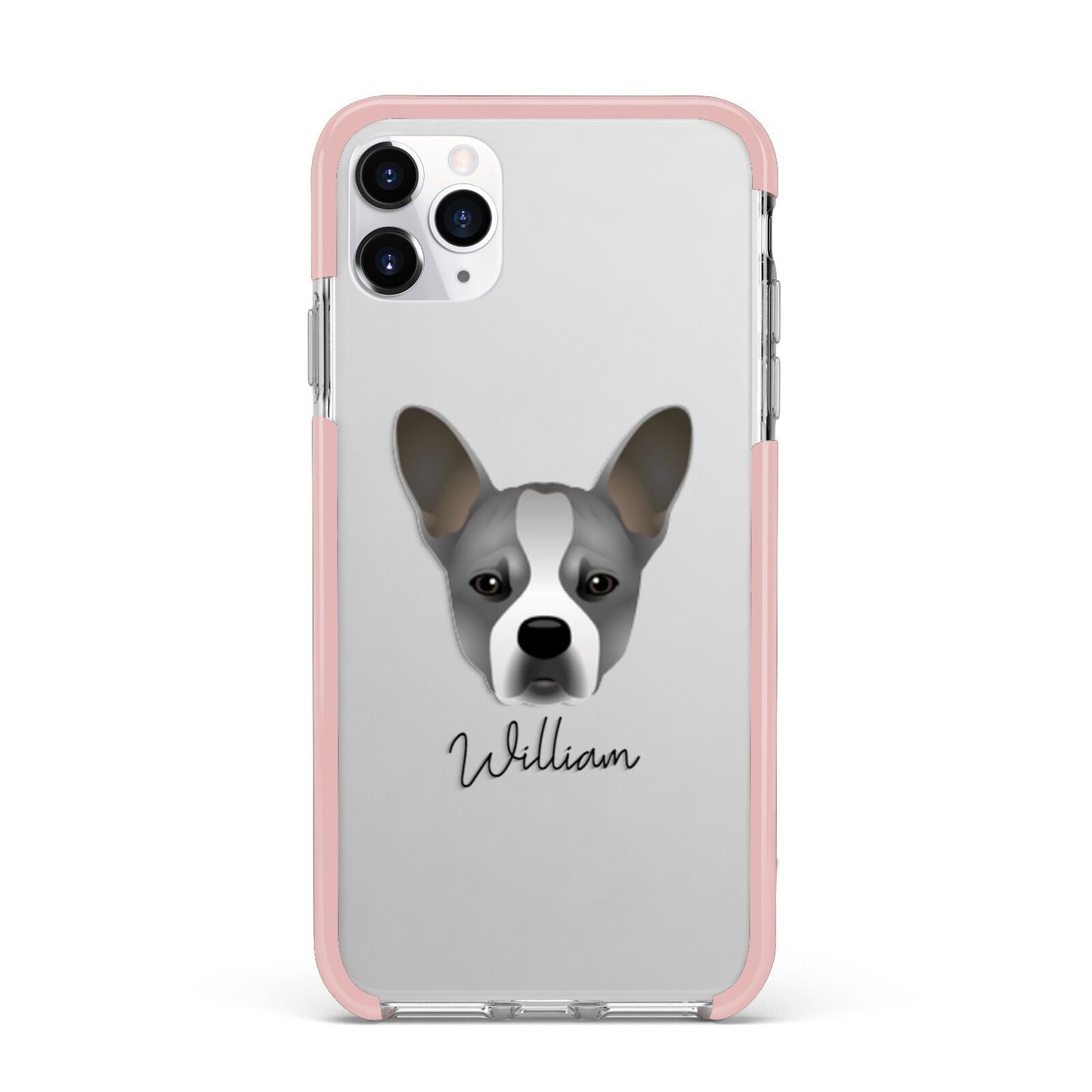 French Bull Jack Personalised iPhone 11 Pro Max Impact Pink Edge Case