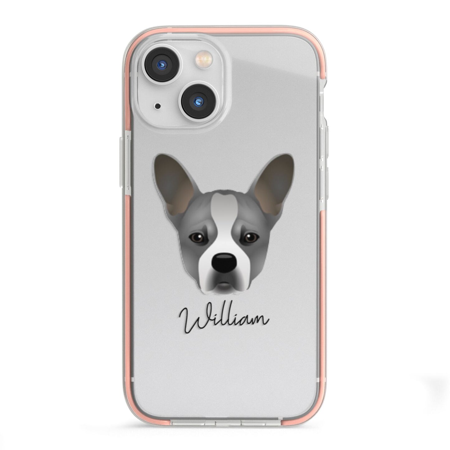 French Bull Jack Personalised iPhone 13 Mini TPU Impact Case with Pink Edges
