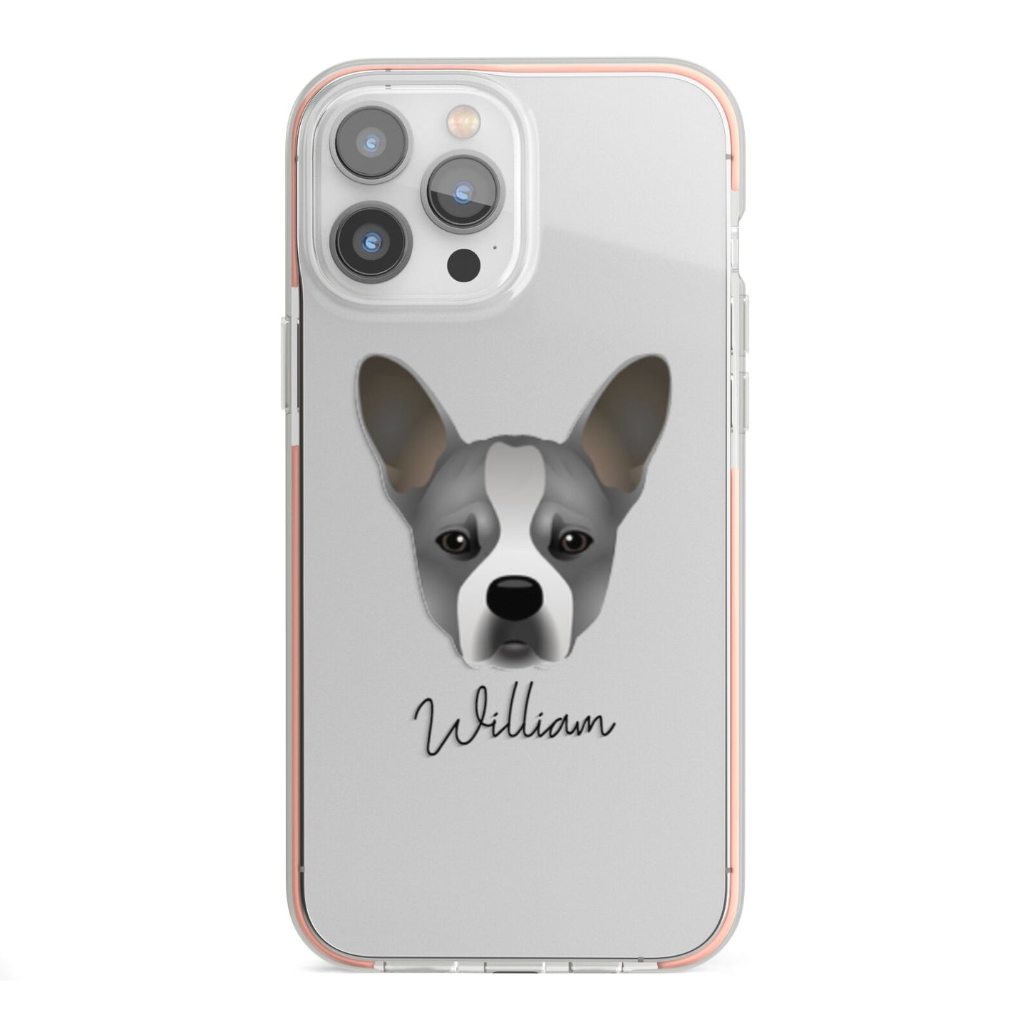 French Bull Jack Personalised iPhone 13 Pro Max TPU Impact Case with Pink Edges
