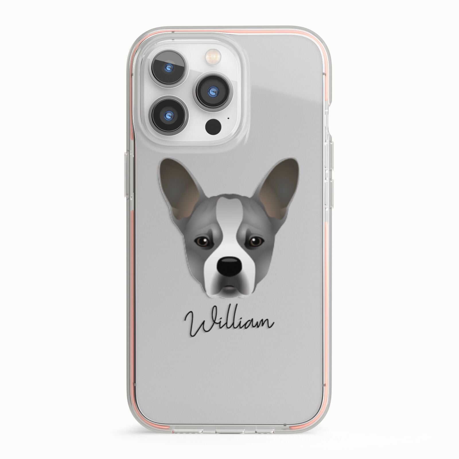 French Bull Jack Personalised iPhone 13 Pro TPU Impact Case with Pink Edges