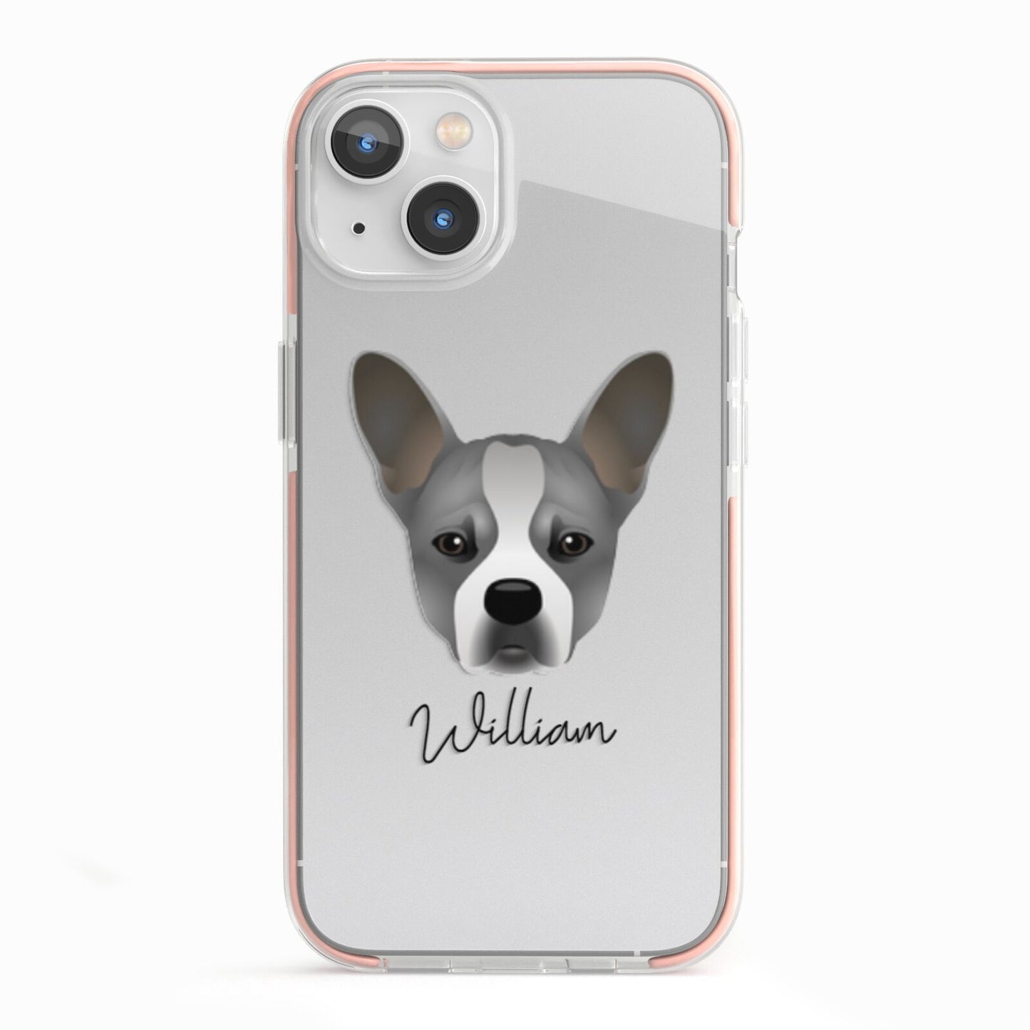 French Bull Jack Personalised iPhone 13 TPU Impact Case with Pink Edges