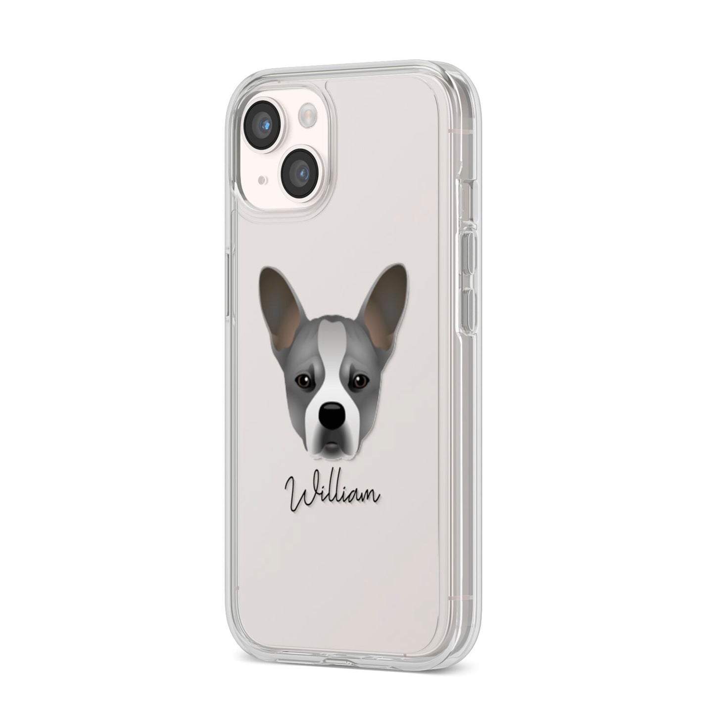 French Bull Jack Personalised iPhone 14 Clear Tough Case Starlight Angled Image