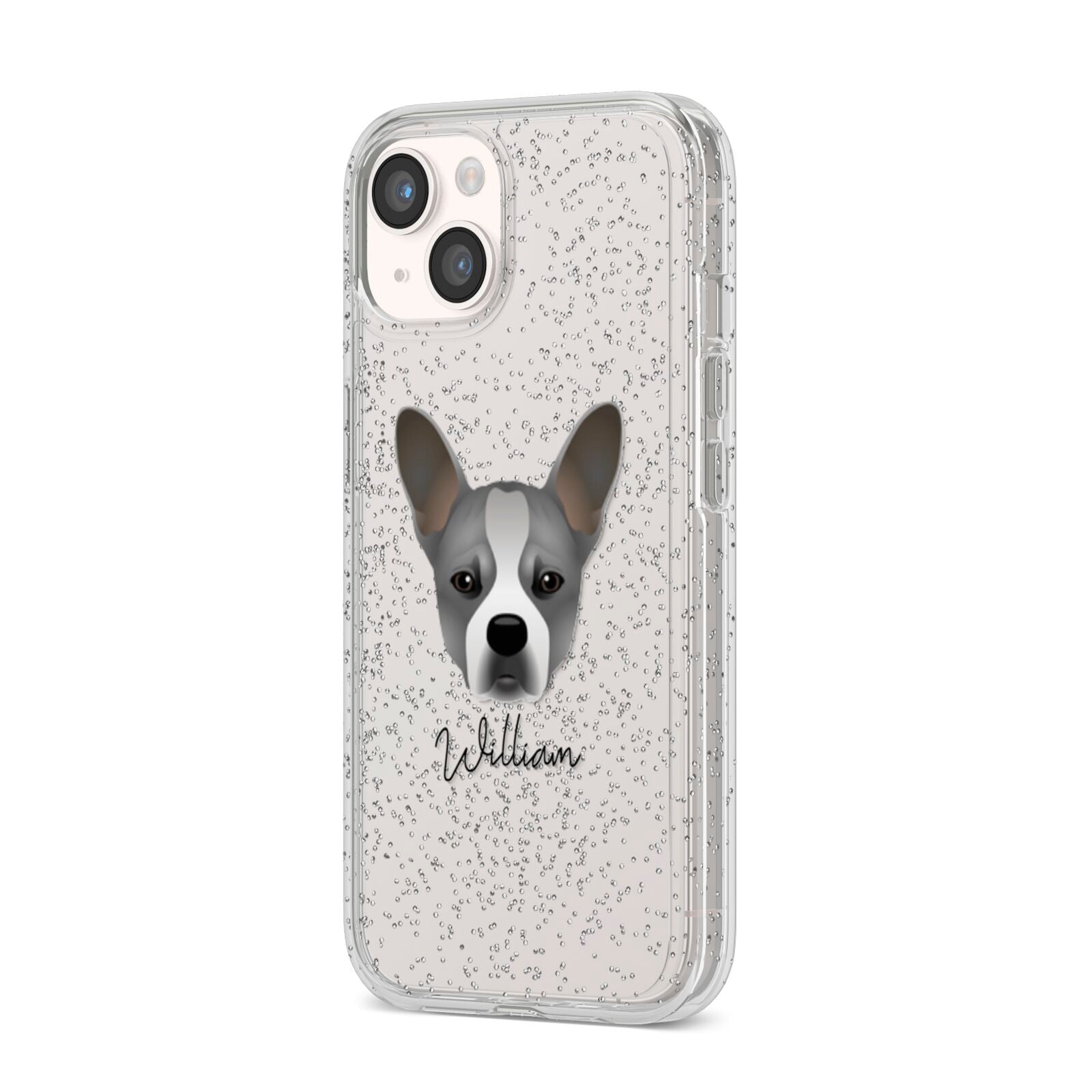 French Bull Jack Personalised iPhone 14 Glitter Tough Case Starlight Angled Image