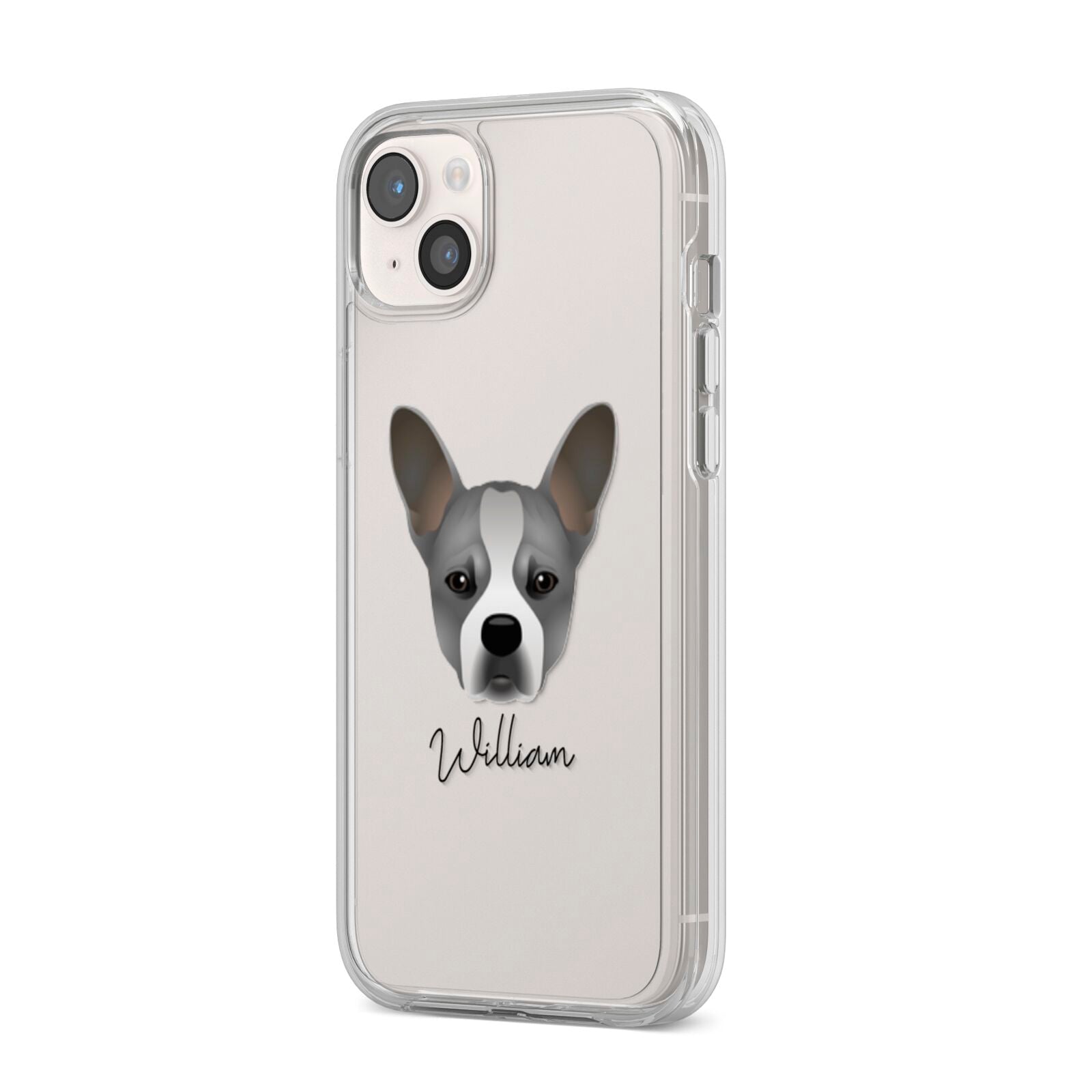 French Bull Jack Personalised iPhone 14 Plus Clear Tough Case Starlight Angled Image