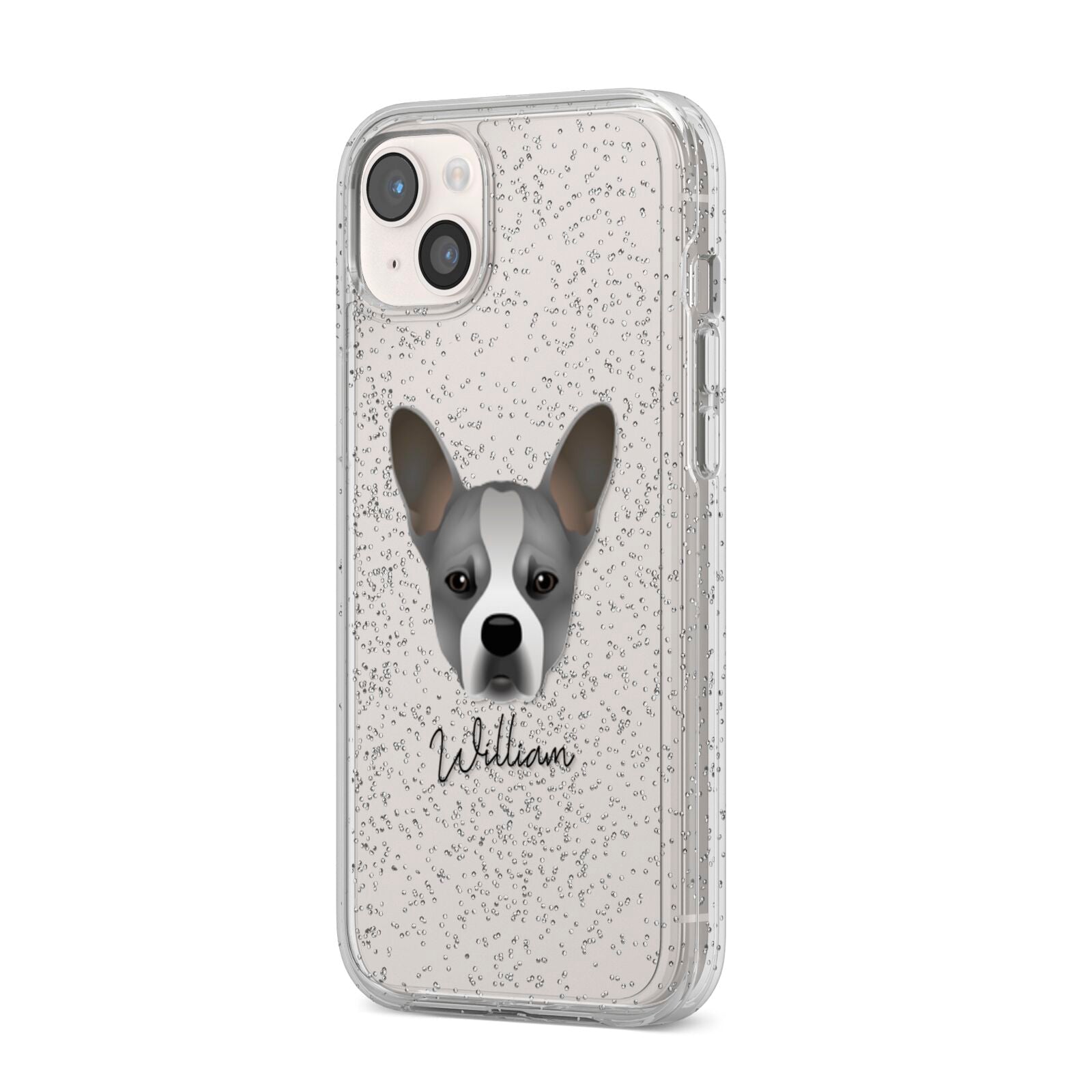 French Bull Jack Personalised iPhone 14 Plus Glitter Tough Case Starlight Angled Image