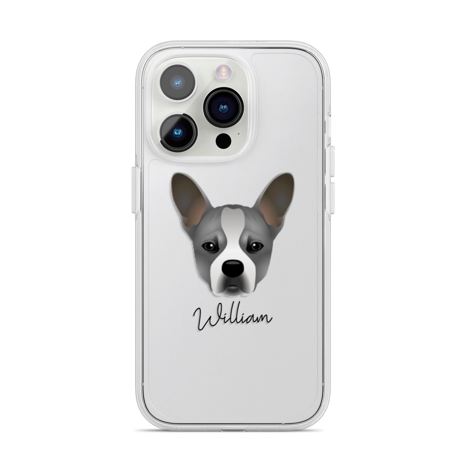 French Bull Jack Personalised iPhone 14 Pro Clear Tough Case Silver