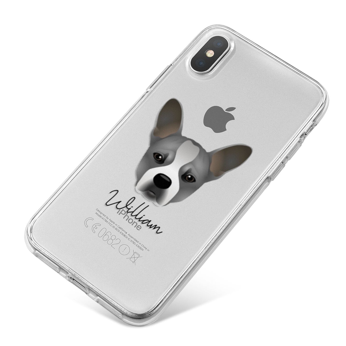 French Bull Jack Personalised iPhone X Bumper Case on Silver iPhone