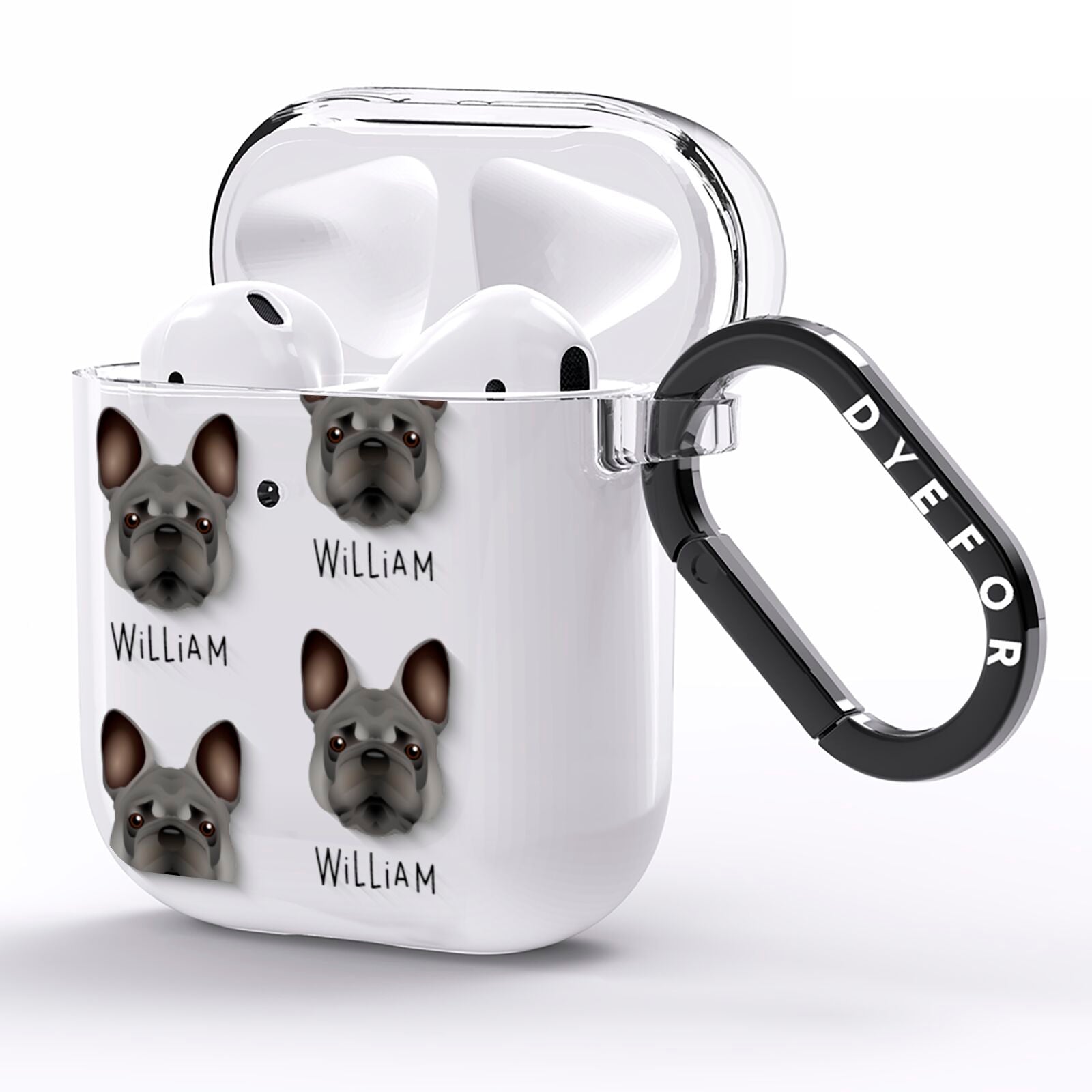 French Bulldog Icon with Name AirPods Clear Case Side Image