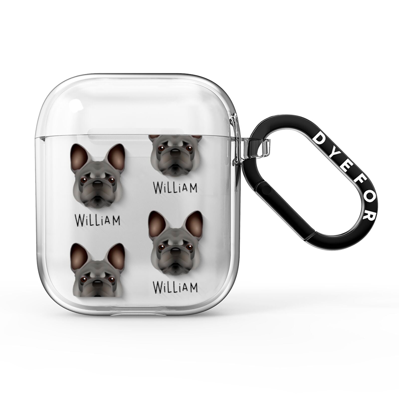 French Bulldog Icon with Name AirPods Clear Case