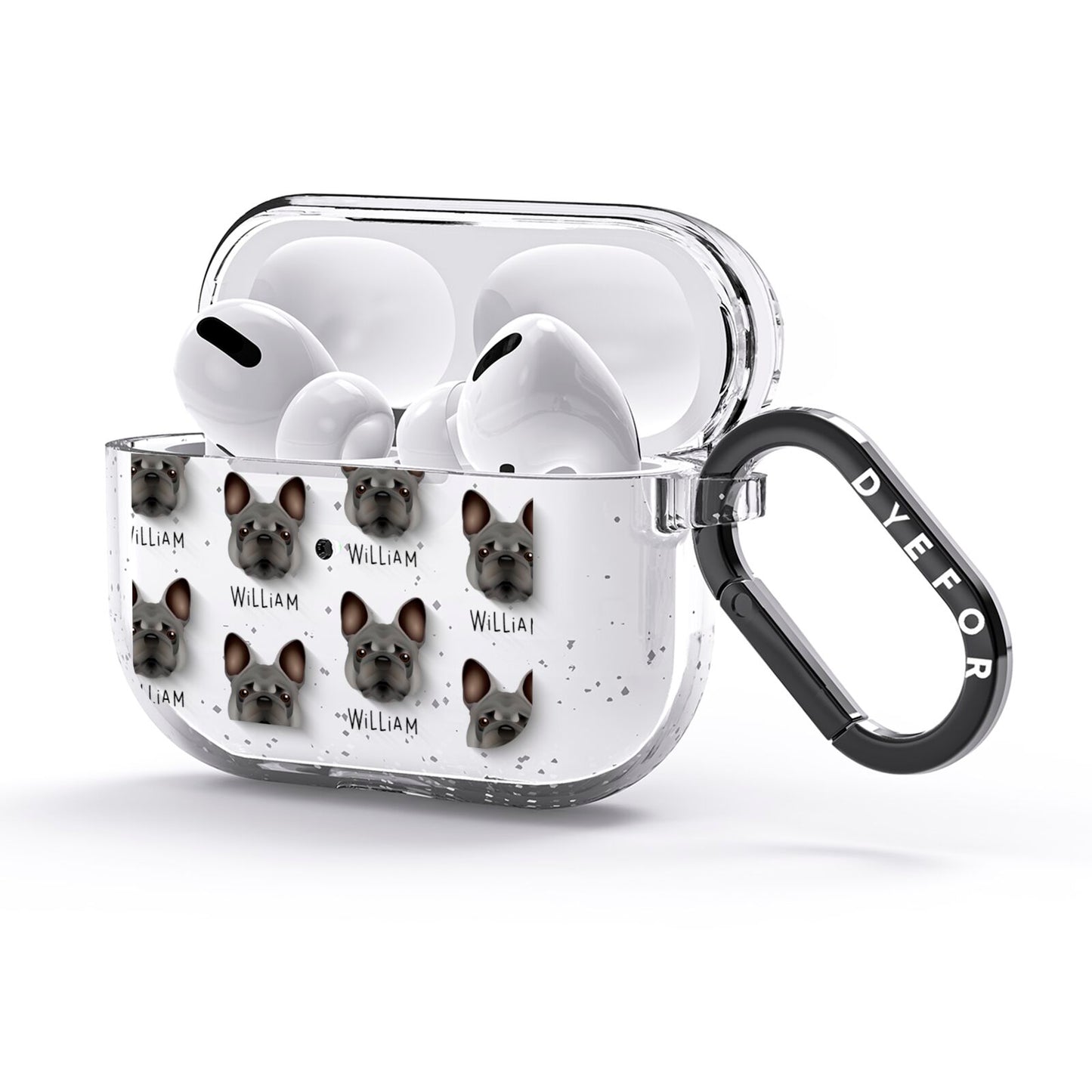 French Bulldog Icon with Name AirPods Glitter Case 3rd Gen Side Image