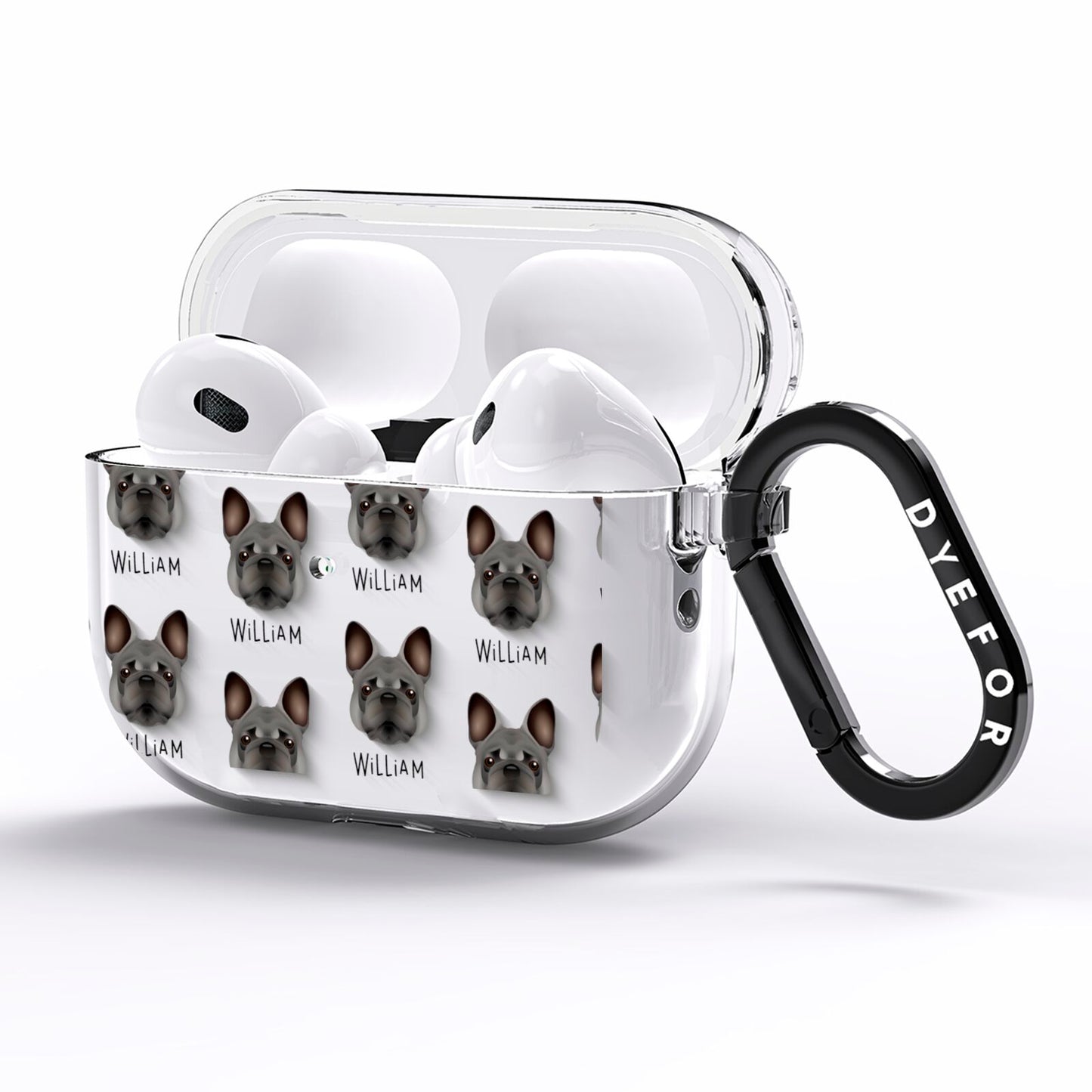 French Bulldog Icon with Name AirPods Pro Clear Case Side Image