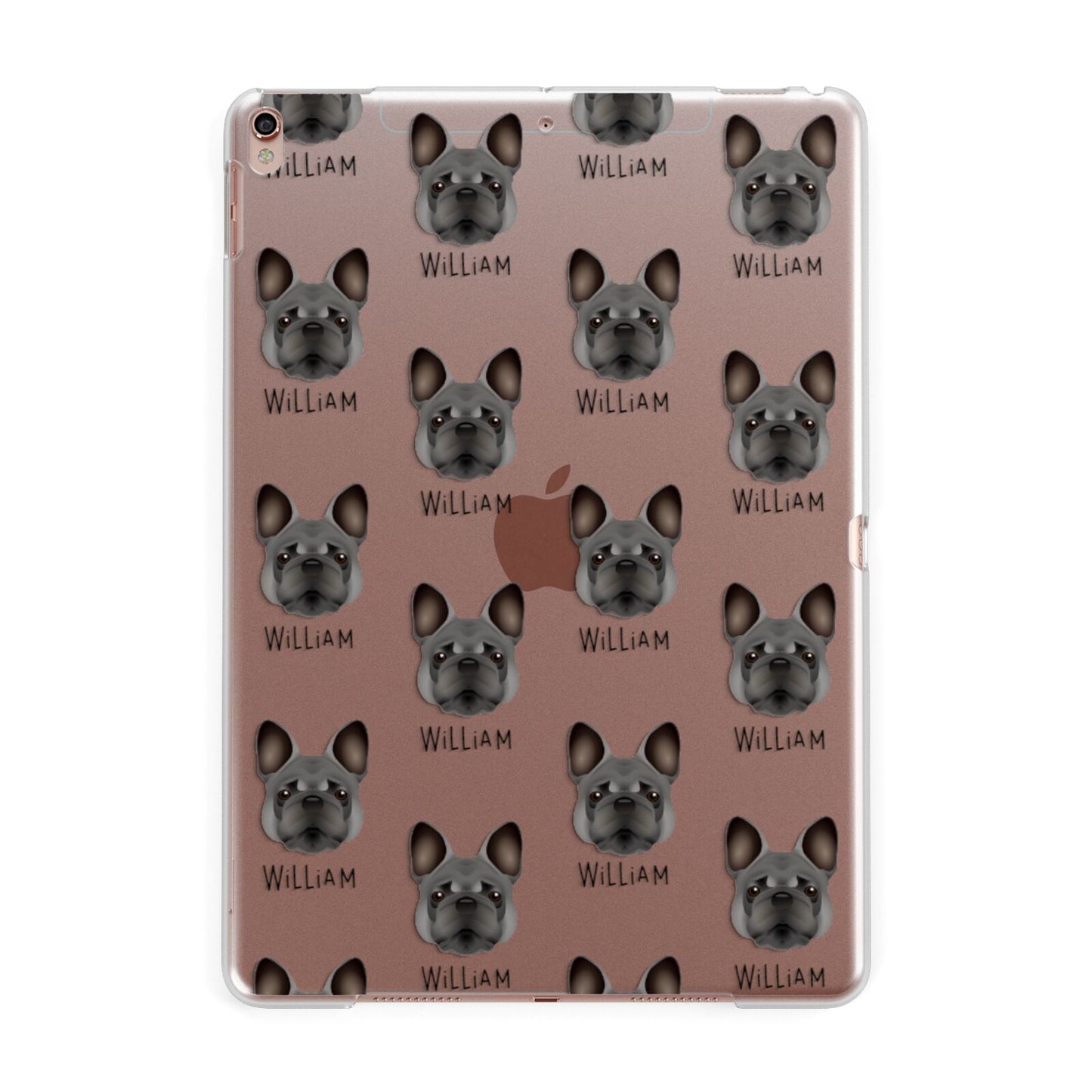 French Bulldog Icon with Name Apple iPad Rose Gold Case