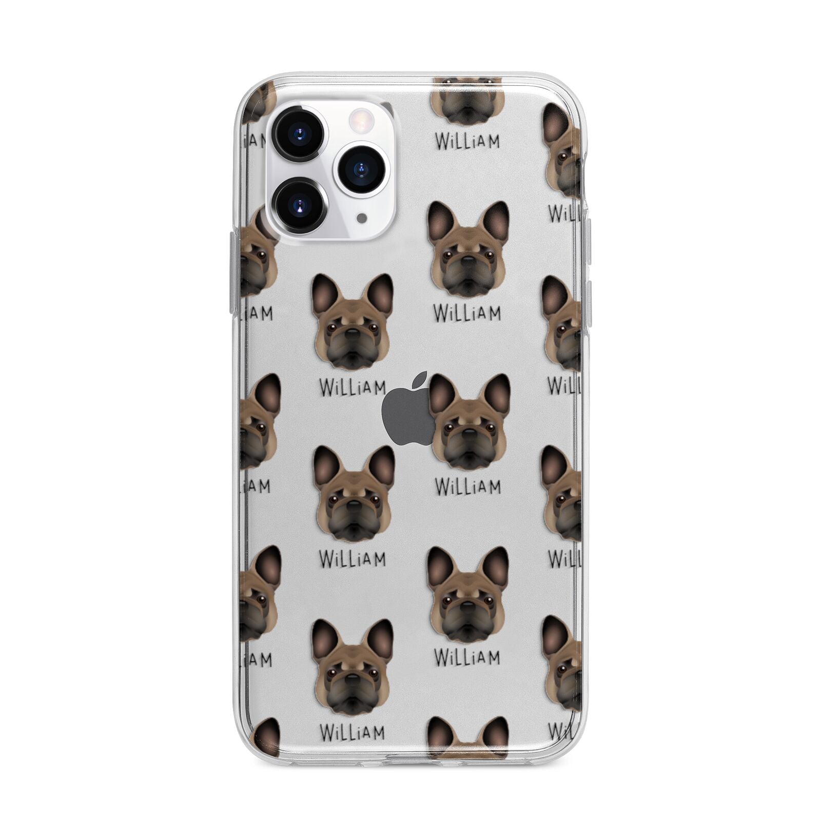 French Bulldog Icon with Name Apple iPhone 11 Pro in Silver with Bumper Case