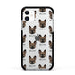 French Bulldog Icon with Name Apple iPhone 11 in White with Black Impact Case
