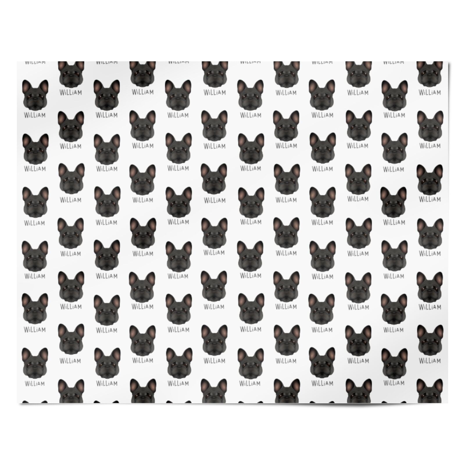 French Bulldog Icon with Name Personalised Wrapping Paper Alternative