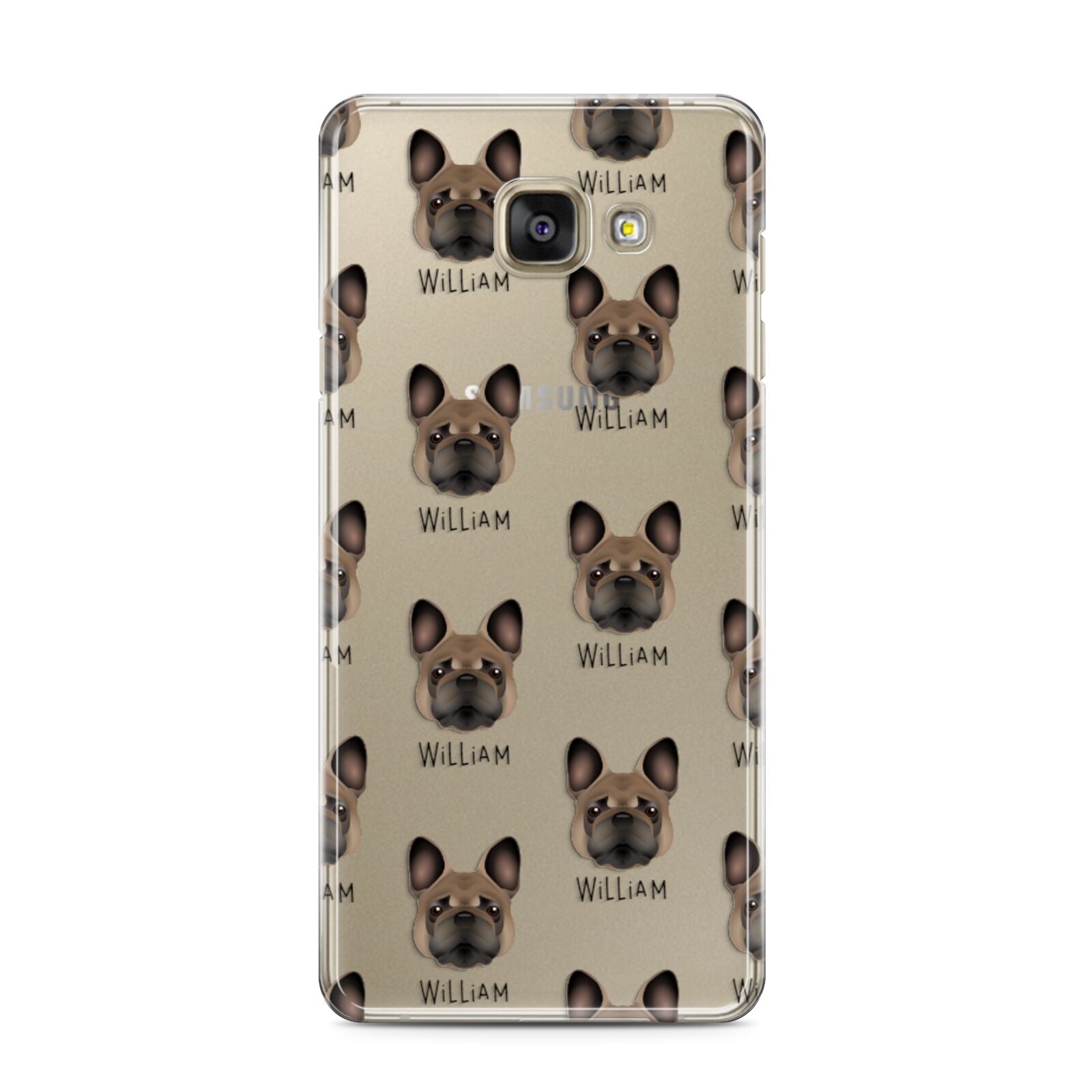 French Bulldog Icon with Name Samsung Galaxy A3 2016 Case on gold phone