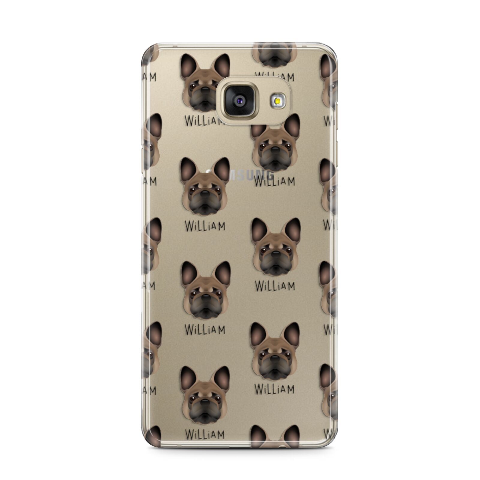 French Bulldog Icon with Name Samsung Galaxy A7 2016 Case on gold phone