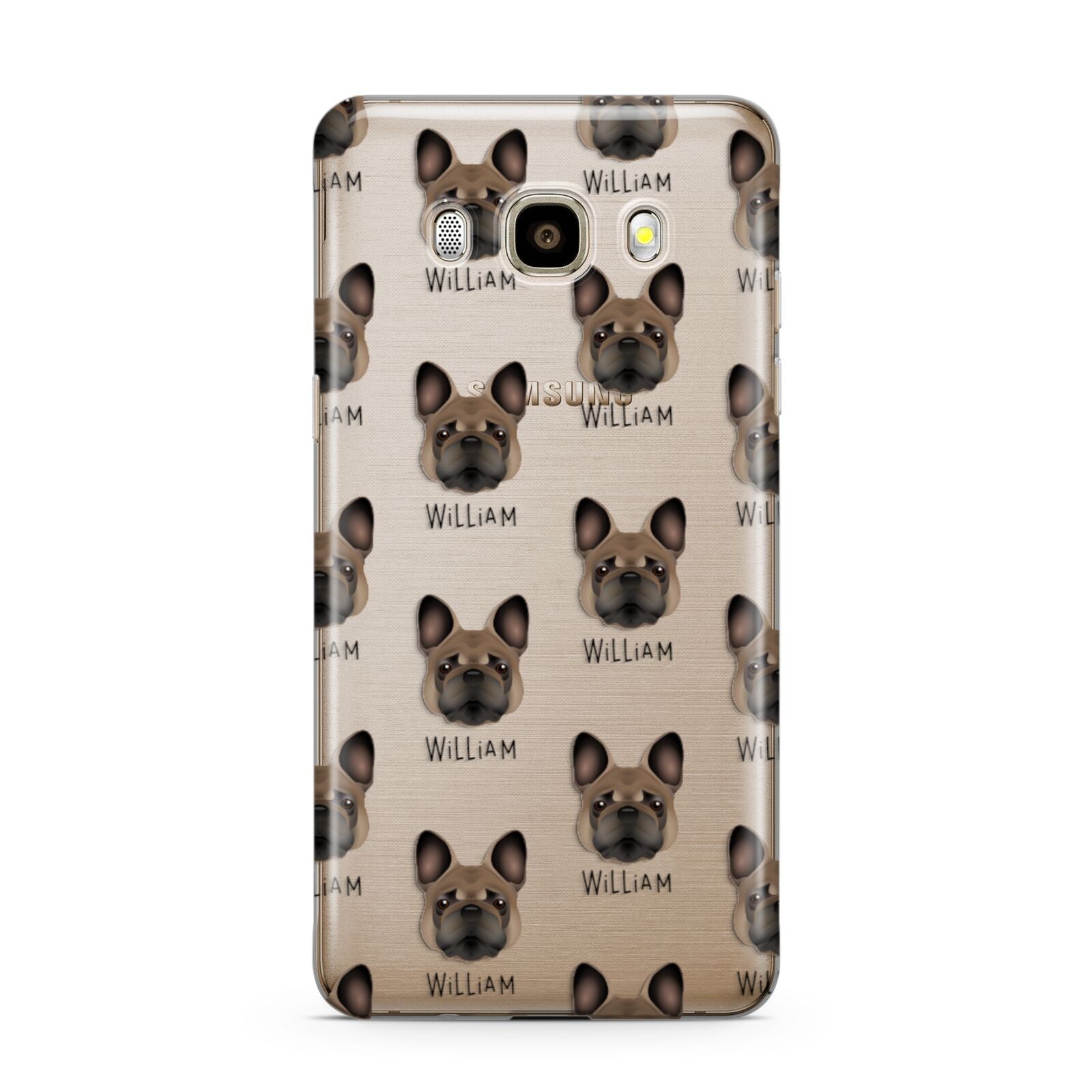 French Bulldog Icon with Name Samsung Galaxy J7 2016 Case on gold phone
