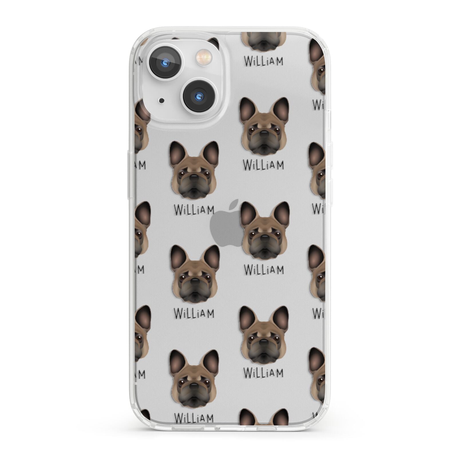 French Bulldog Icon with Name iPhone 13 Clear Bumper Case