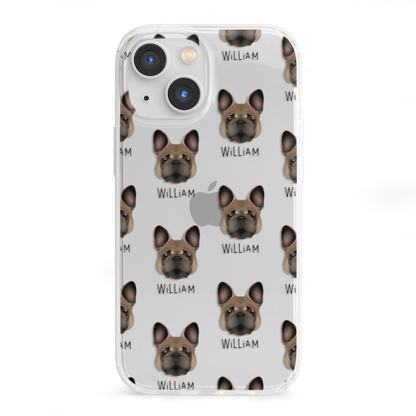 French Bulldog Icon with Name iPhone 13 Mini Clear Bumper Case