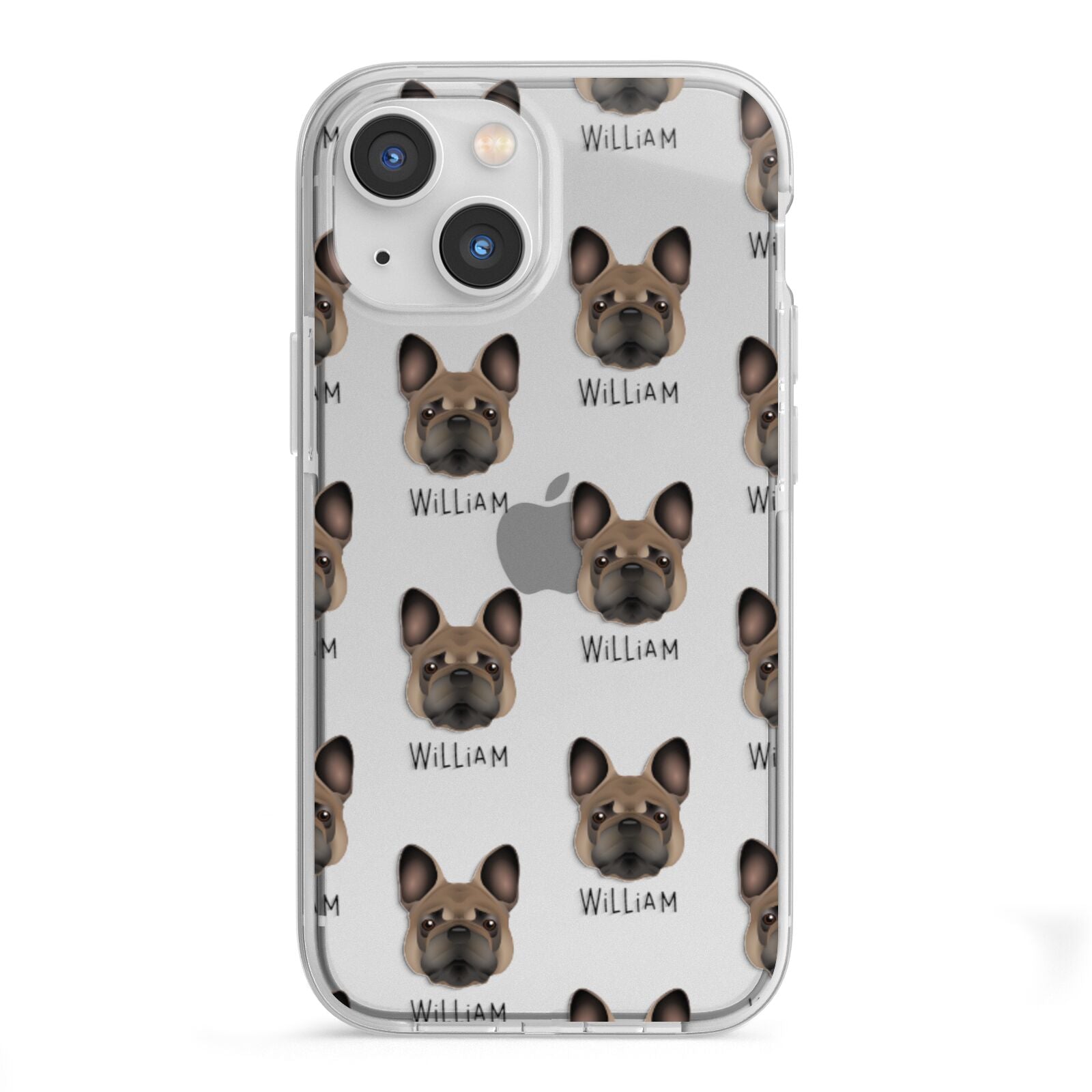 French Bulldog Icon with Name iPhone 13 Mini TPU Impact Case with White Edges