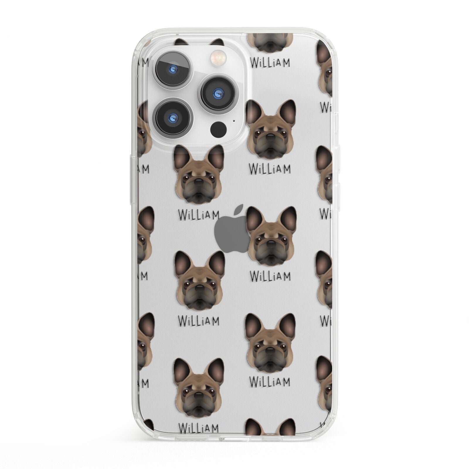 French Bulldog Icon with Name iPhone 13 Pro Clear Bumper Case