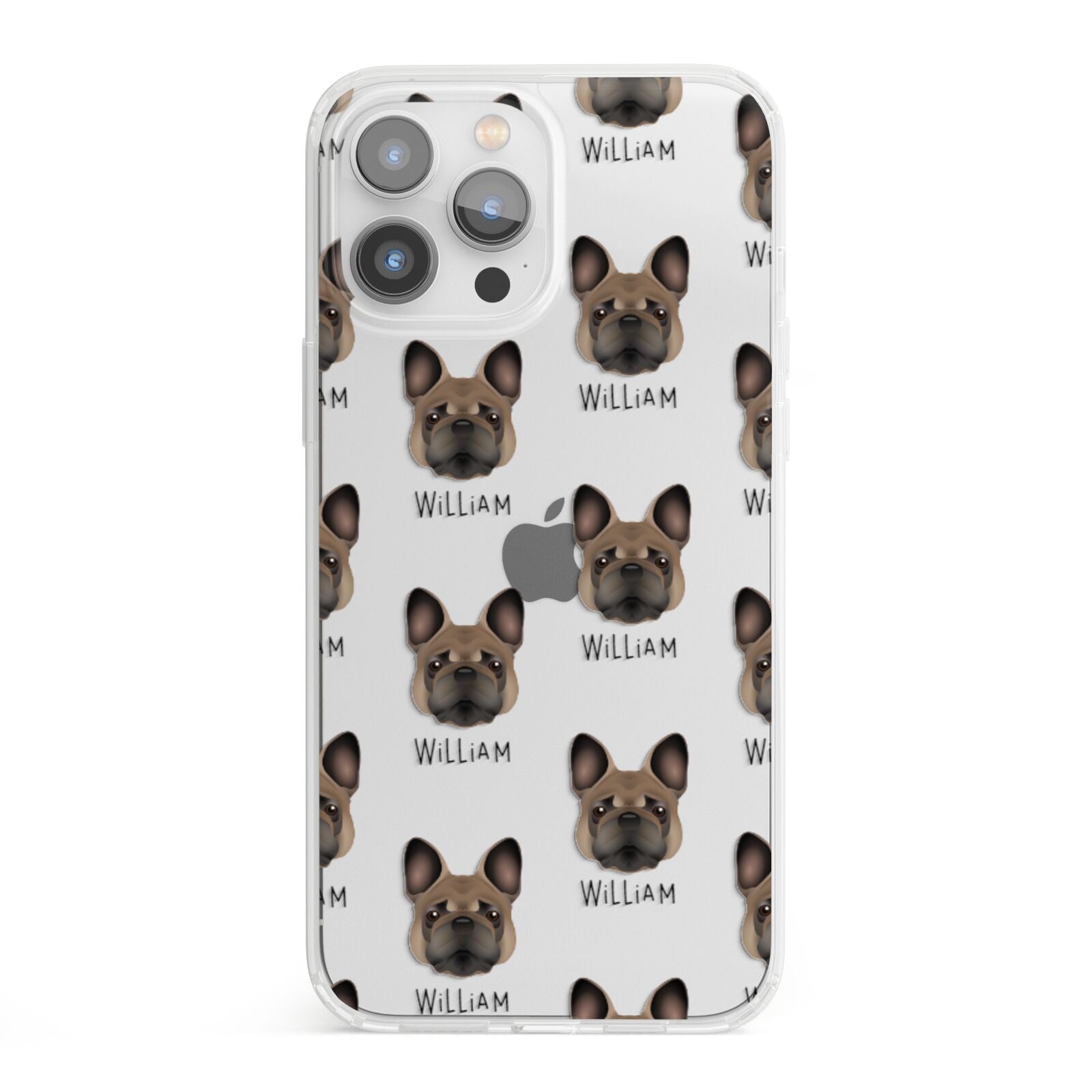 French Bulldog Icon with Name iPhone 13 Pro Max Clear Bumper Case