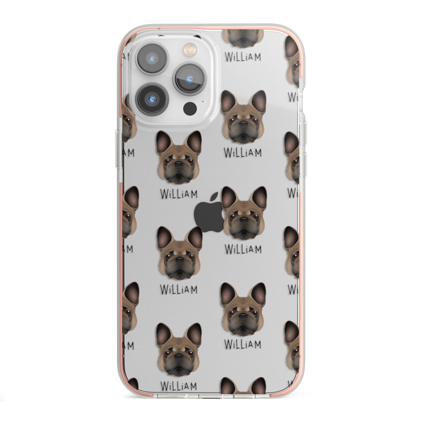 French Bulldog Icon with Name iPhone 13 Pro Max TPU Impact Case with Pink Edges