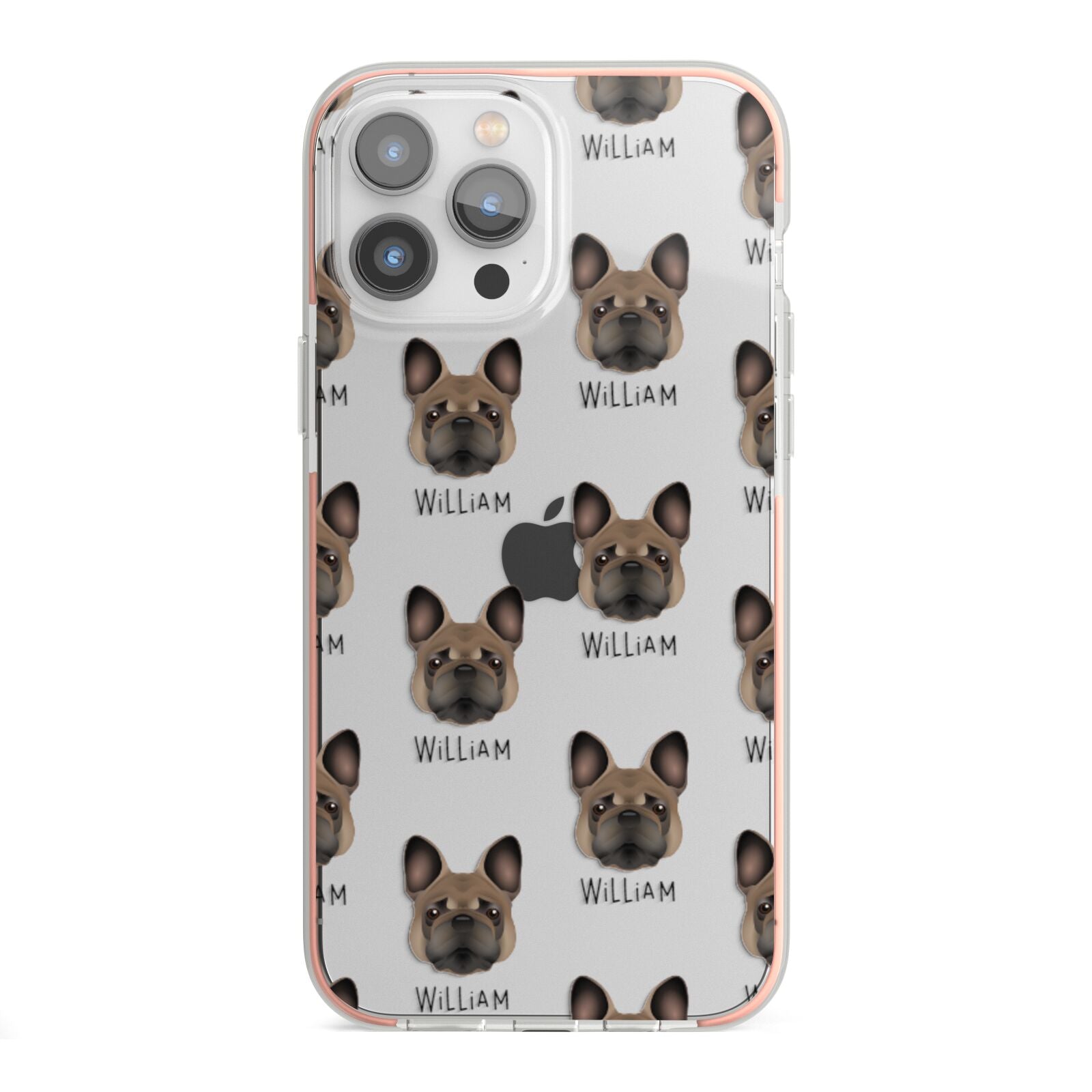 French Bulldog Icon with Name iPhone 13 Pro Max TPU Impact Case with Pink Edges