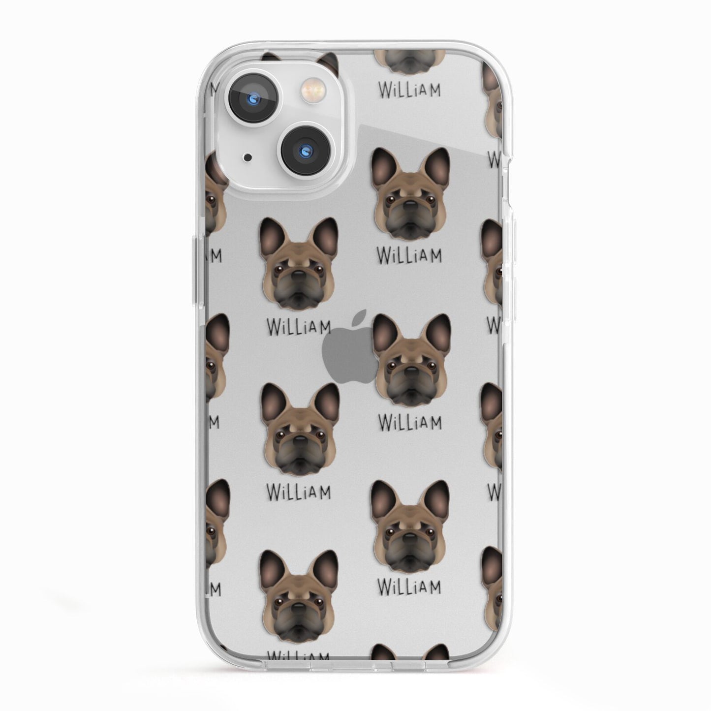 French Bulldog Icon with Name iPhone 13 TPU Impact Case with White Edges