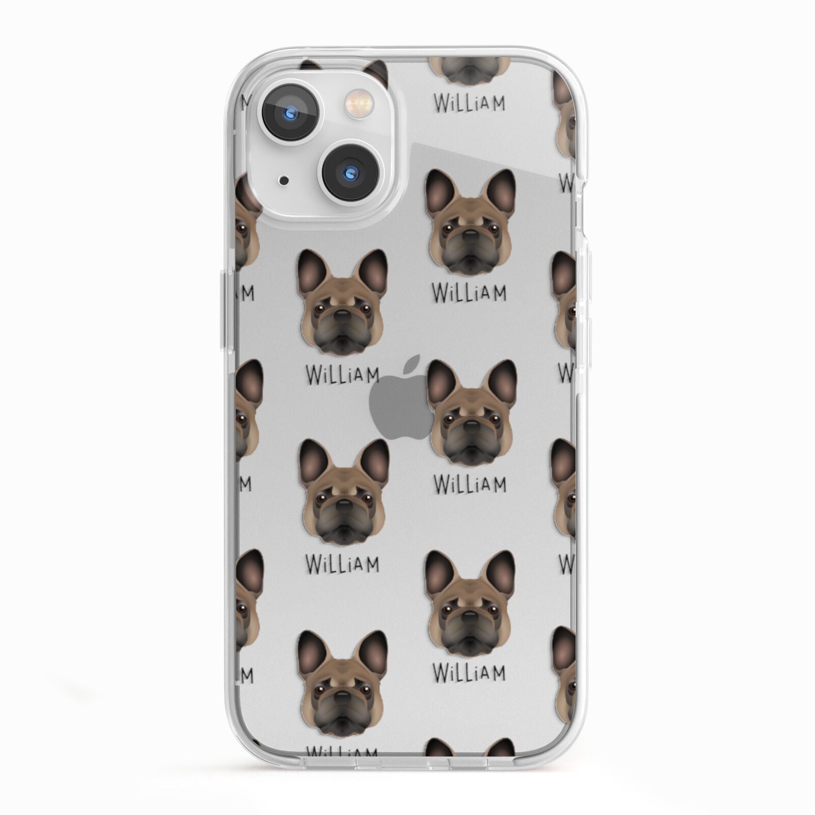 French Bulldog Icon with Name iPhone 13 TPU Impact Case with White Edges