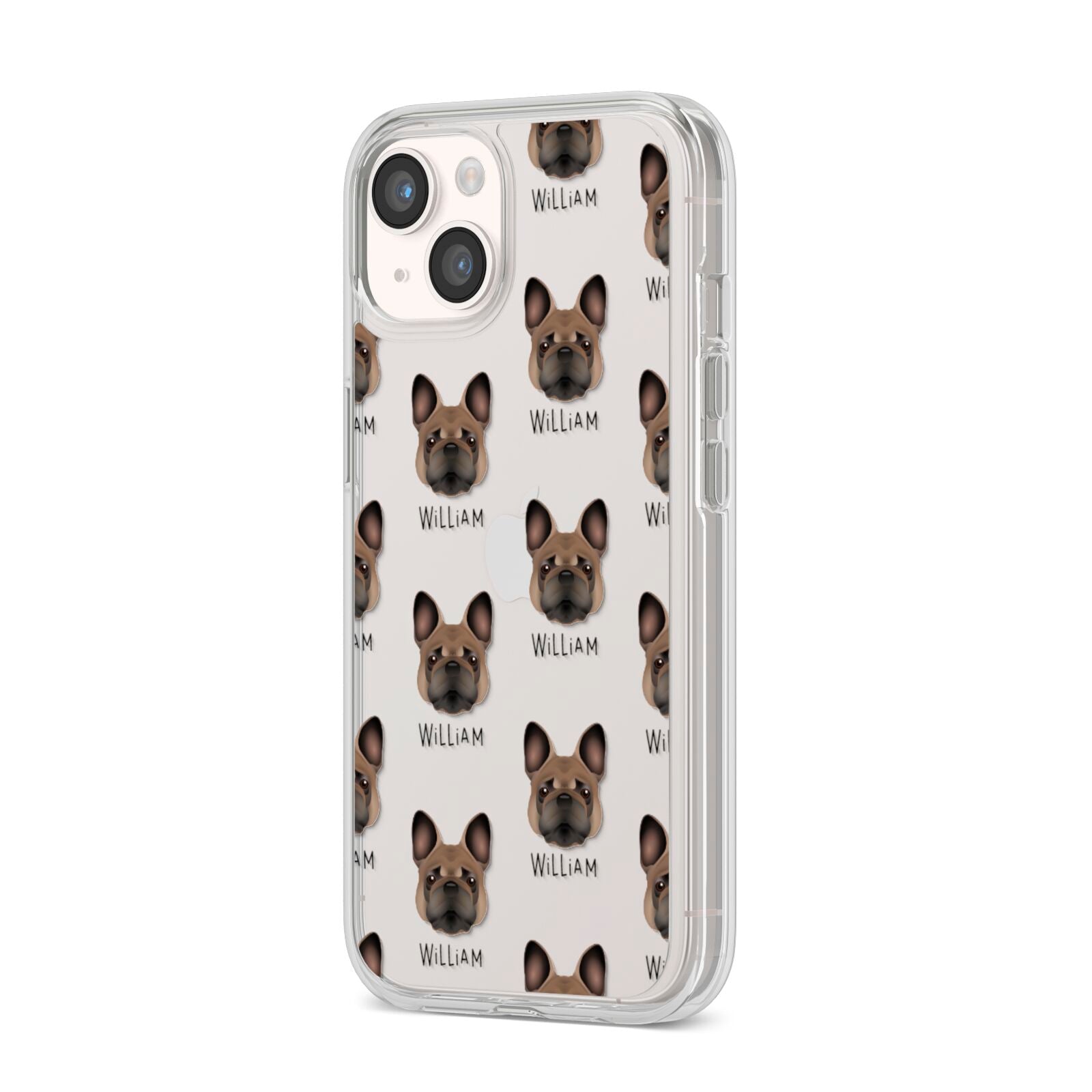 French Bulldog Icon with Name iPhone 14 Clear Tough Case Starlight Angled Image