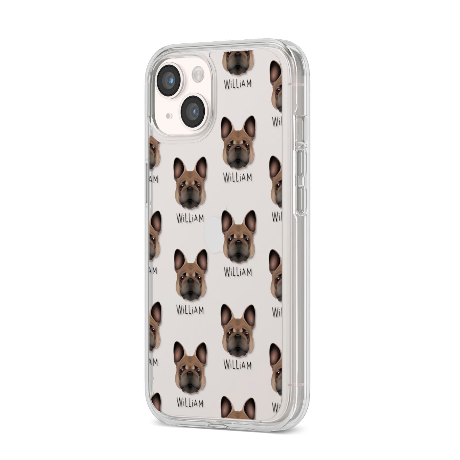 French Bulldog Icon with Name iPhone 14 Clear Tough Case Starlight Angled Image