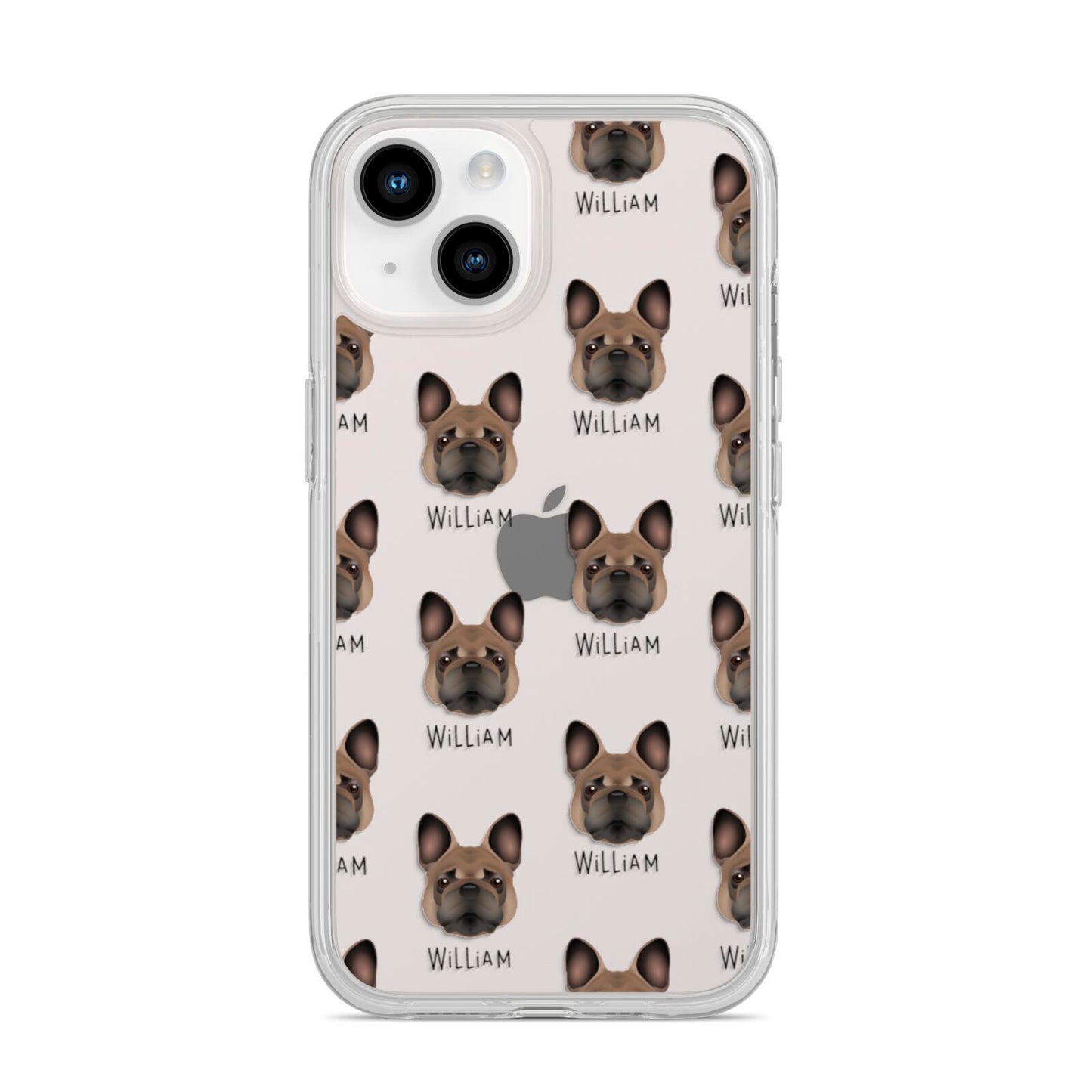 French Bulldog Icon with Name iPhone 14 Clear Tough Case Starlight