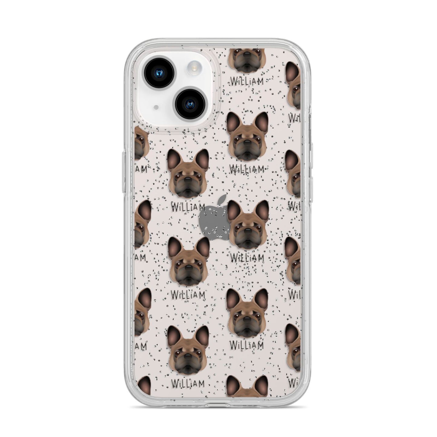 French Bulldog Icon with Name iPhone 14 Glitter Tough Case Starlight
