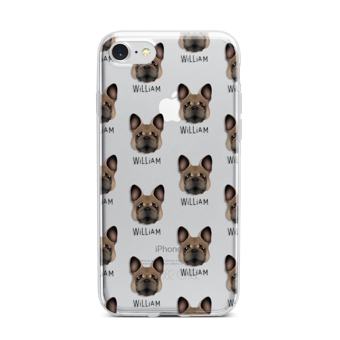 French Bulldog Icon with Name iPhone 7 Bumper Case on Silver iPhone