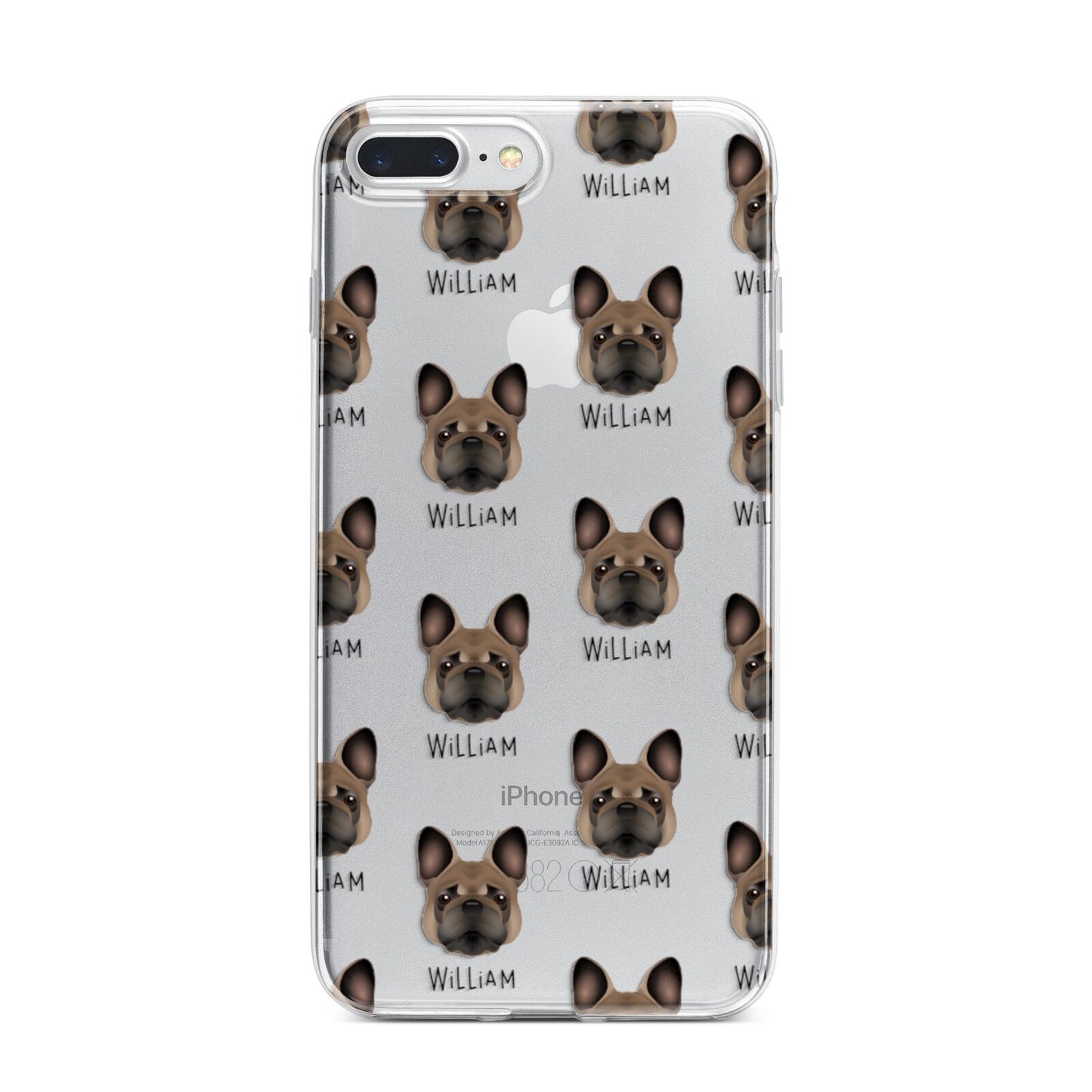 French Bulldog Icon with Name iPhone 7 Plus Bumper Case on Silver iPhone