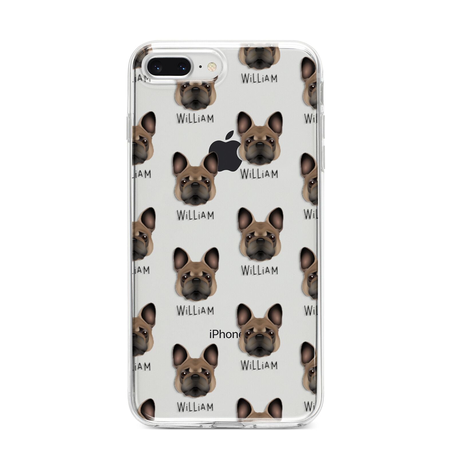 French Bulldog Icon with Name iPhone 8 Plus Bumper Case on Silver iPhone