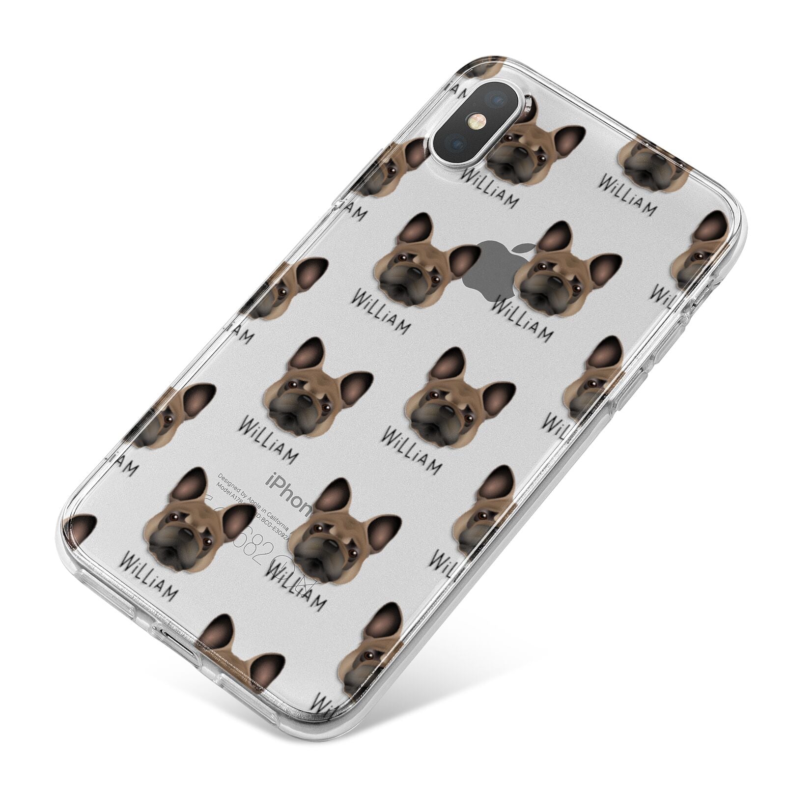 French Bulldog Icon with Name iPhone X Bumper Case on Silver iPhone
