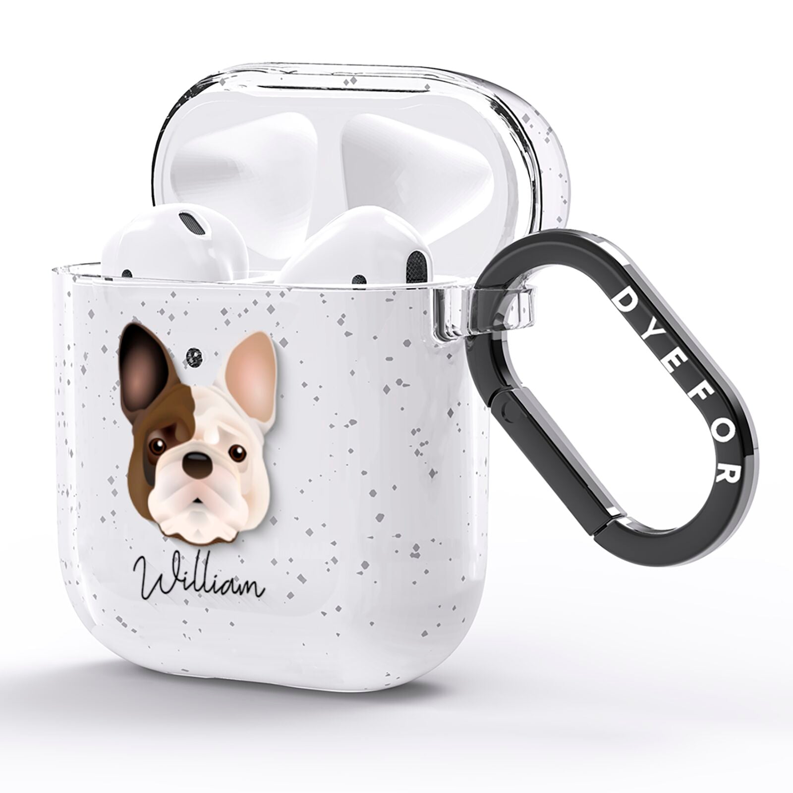 French Bulldog Personalised AirPods Glitter Case Side Image