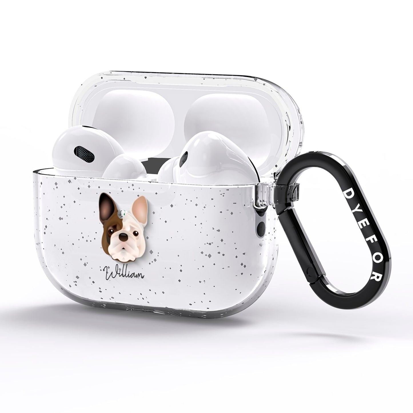 French Bulldog Personalised AirPods Pro Glitter Case Side Image