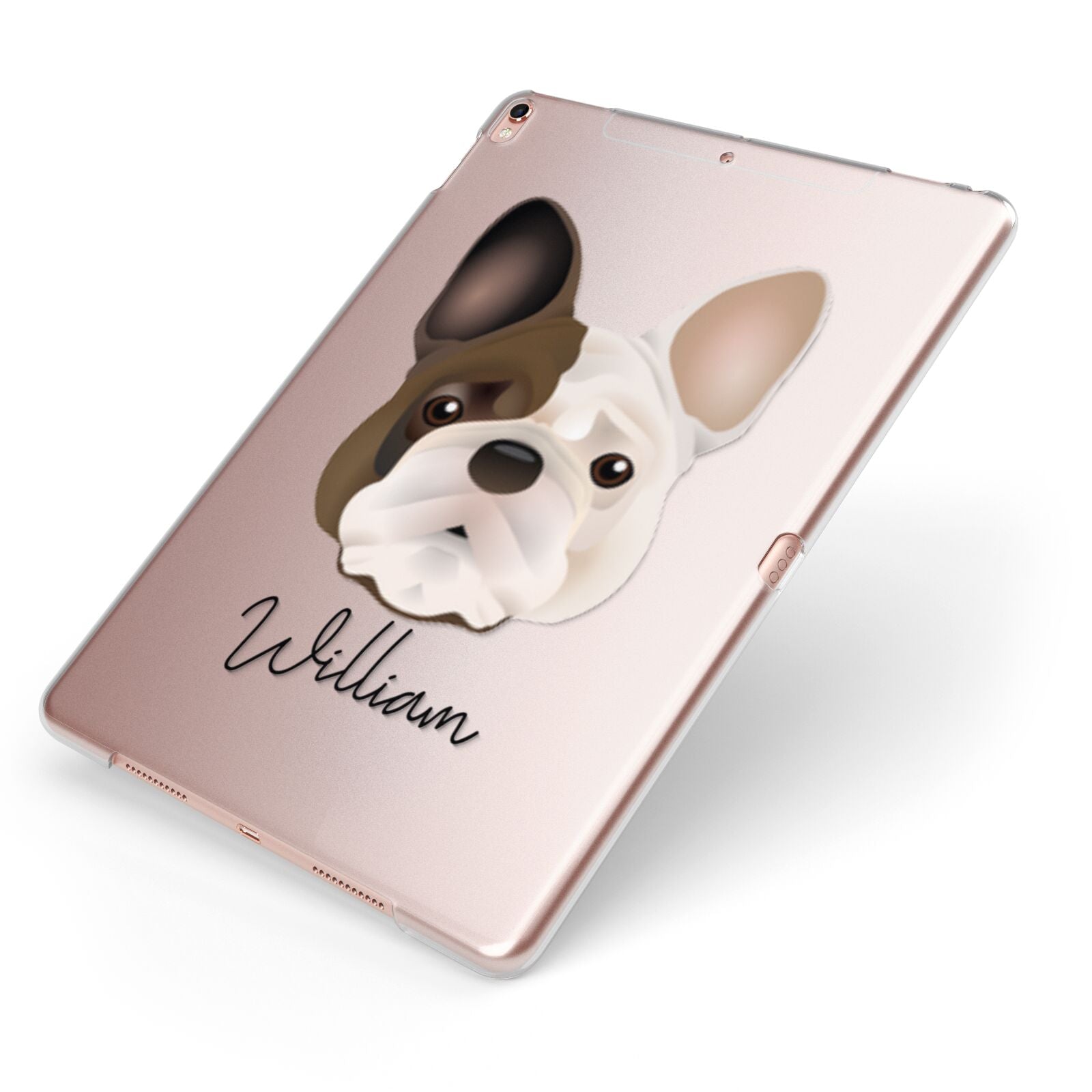 French Bulldog Personalised Apple iPad Case on Rose Gold iPad Side View