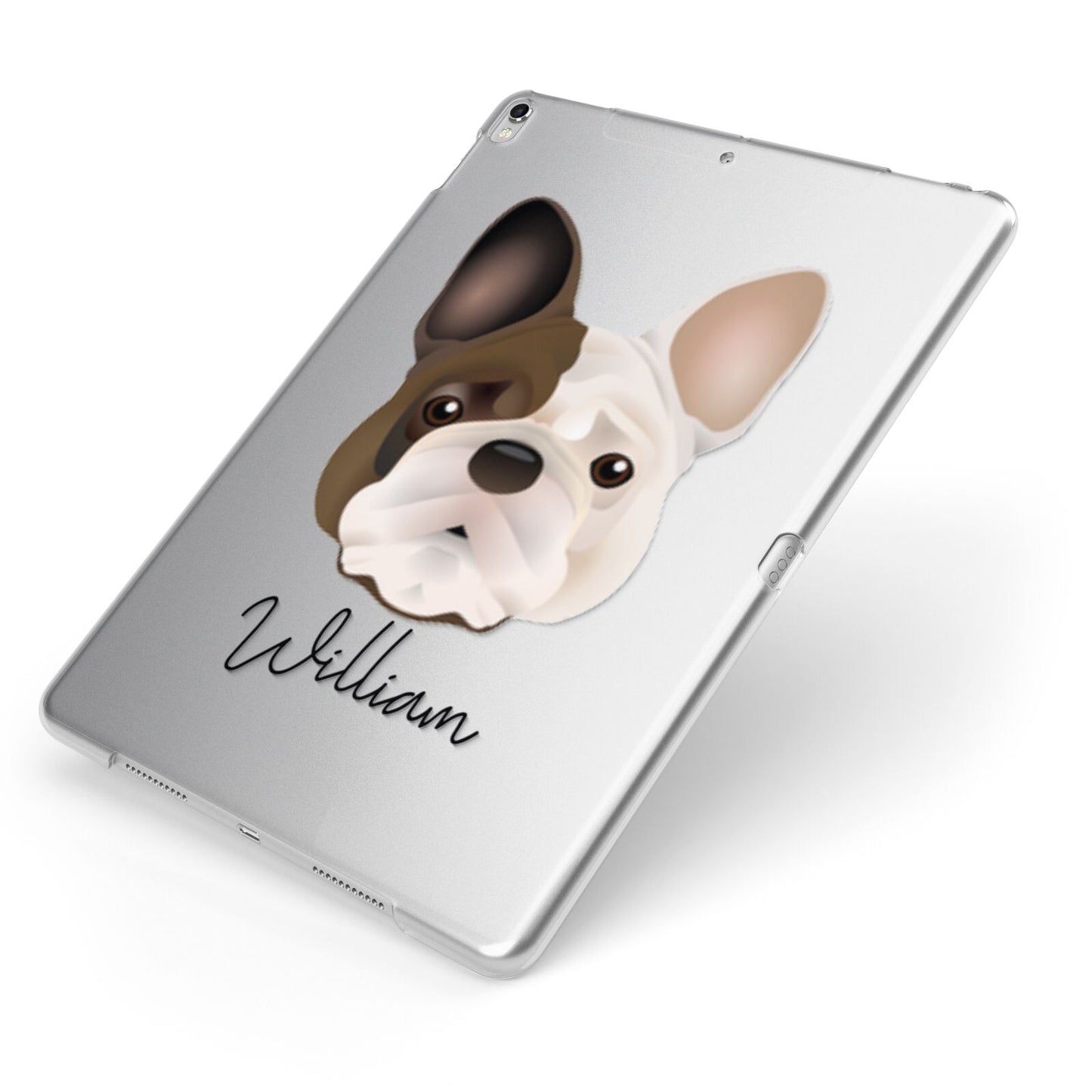 French Bulldog Personalised Apple iPad Case on Silver iPad Side View