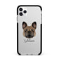 French Bulldog Personalised Apple iPhone 11 Pro Max in Silver with Black Impact Case