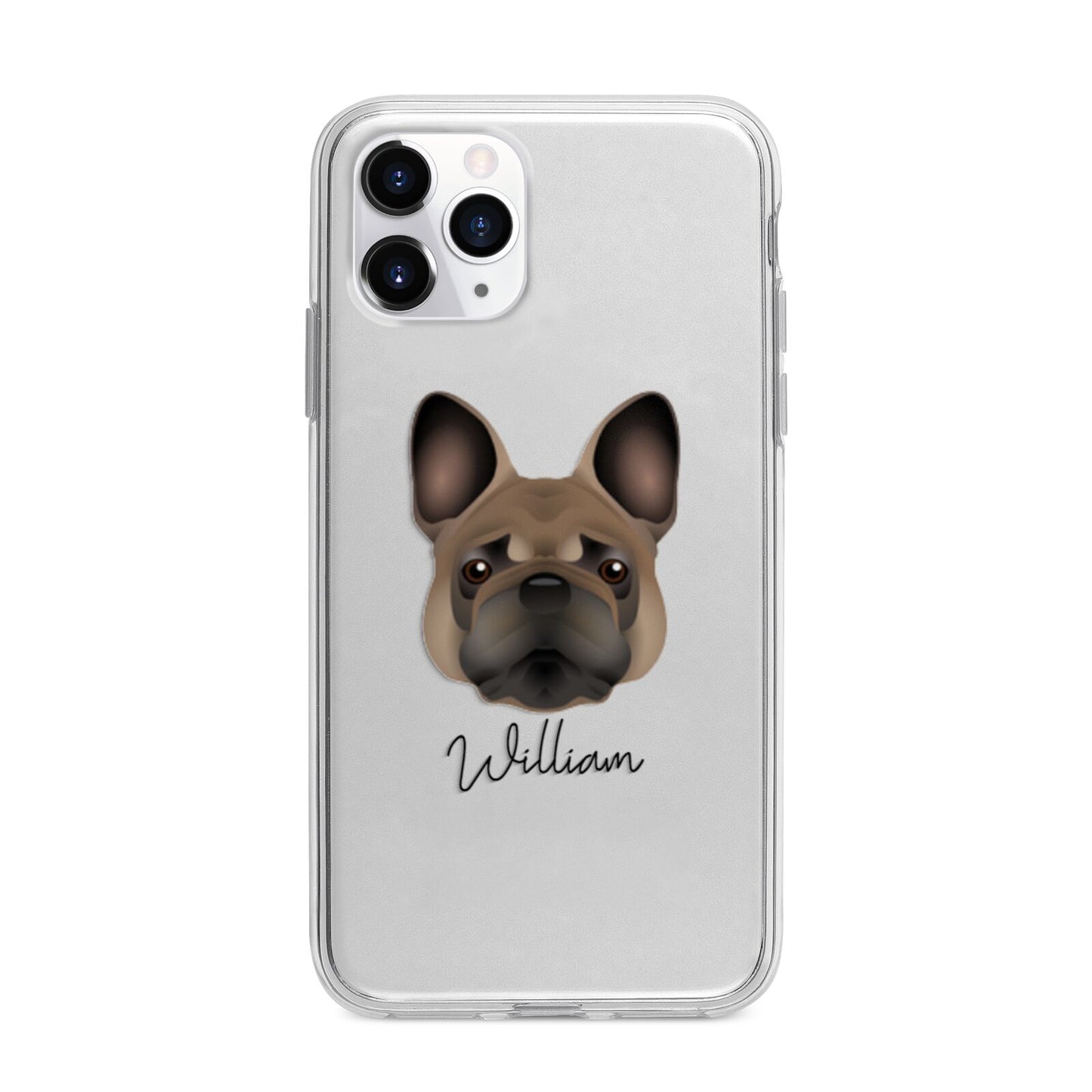 French Bulldog Personalised Apple iPhone 11 Pro in Silver with Bumper Case