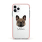 French Bulldog Personalised Apple iPhone 11 Pro in Silver with Pink Impact Case