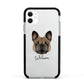 French Bulldog Personalised Apple iPhone 11 in White with Black Impact Case