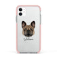 French Bulldog Personalised Apple iPhone 11 in White with Pink Impact Case